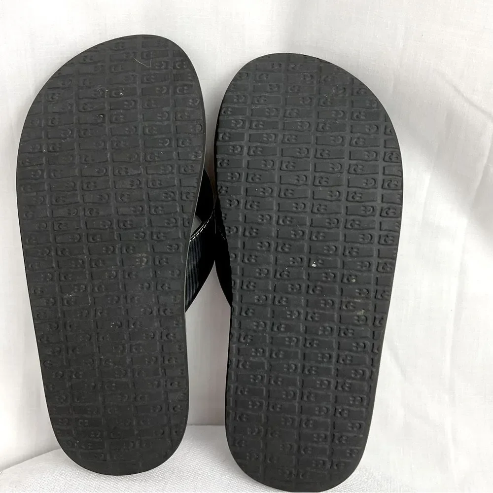 Youth Sanuk Black Flip Flop Root Beer Cozy Flip Flop Sandals Sz 4/5